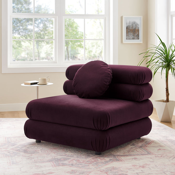 Jubilee Modular Performance Velvet Armless Chair in Mulberry
