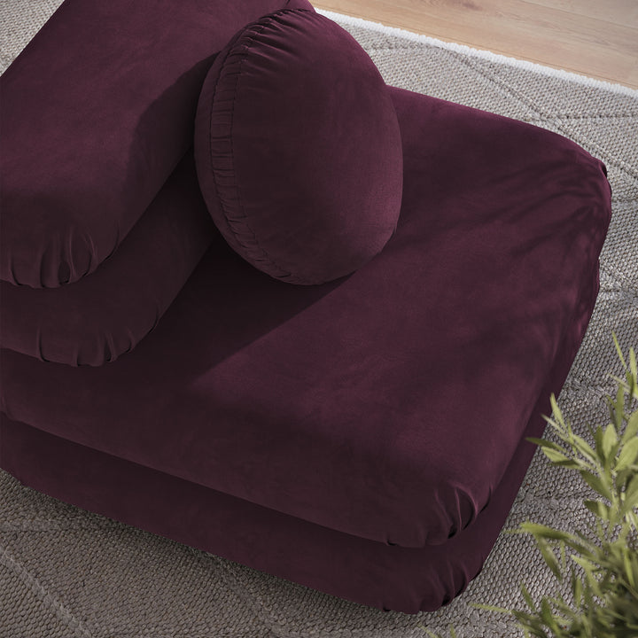 Jubilee Modular Performance Velvet Armless Chair in Mulberry
