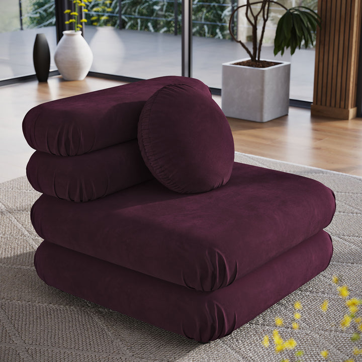 Jubilee Modular Performance Velvet Armless Chair in Mulberry