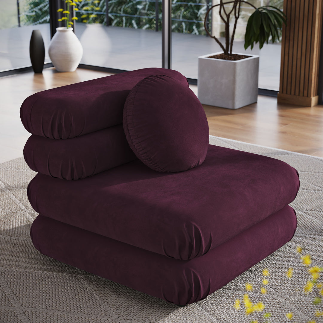 Jubilee Modular Performance Velvet Armless Chair in Mulberry
