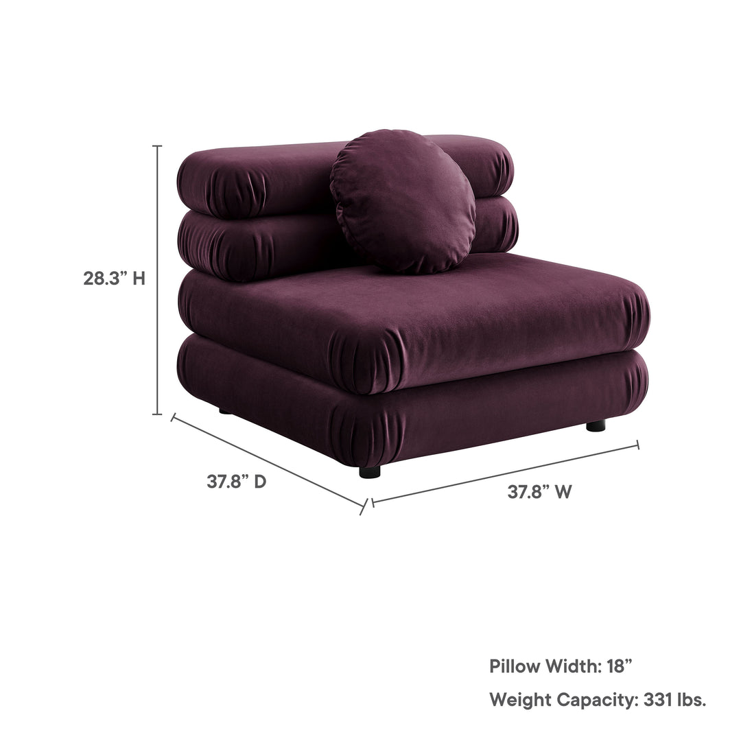 Jubilee Modular Performance Velvet Armless Chair in Mulberry