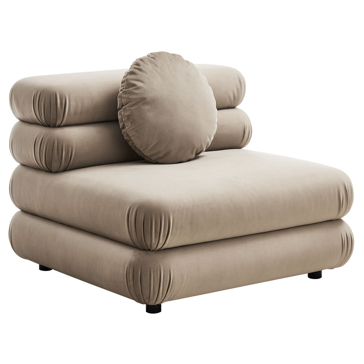Jubilee Modular Performance Velvet Armless Chair in Taupe