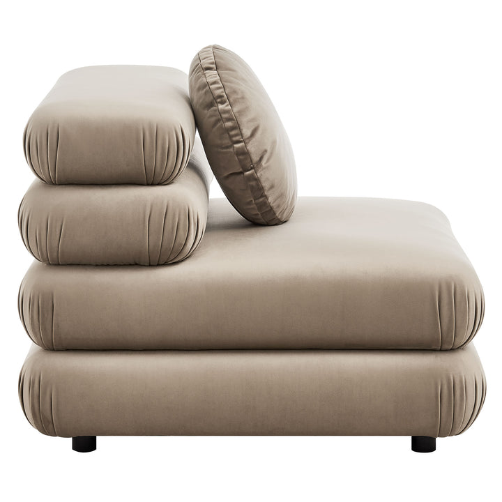 Jubilee Modular Performance Velvet Armless Chair in Taupe