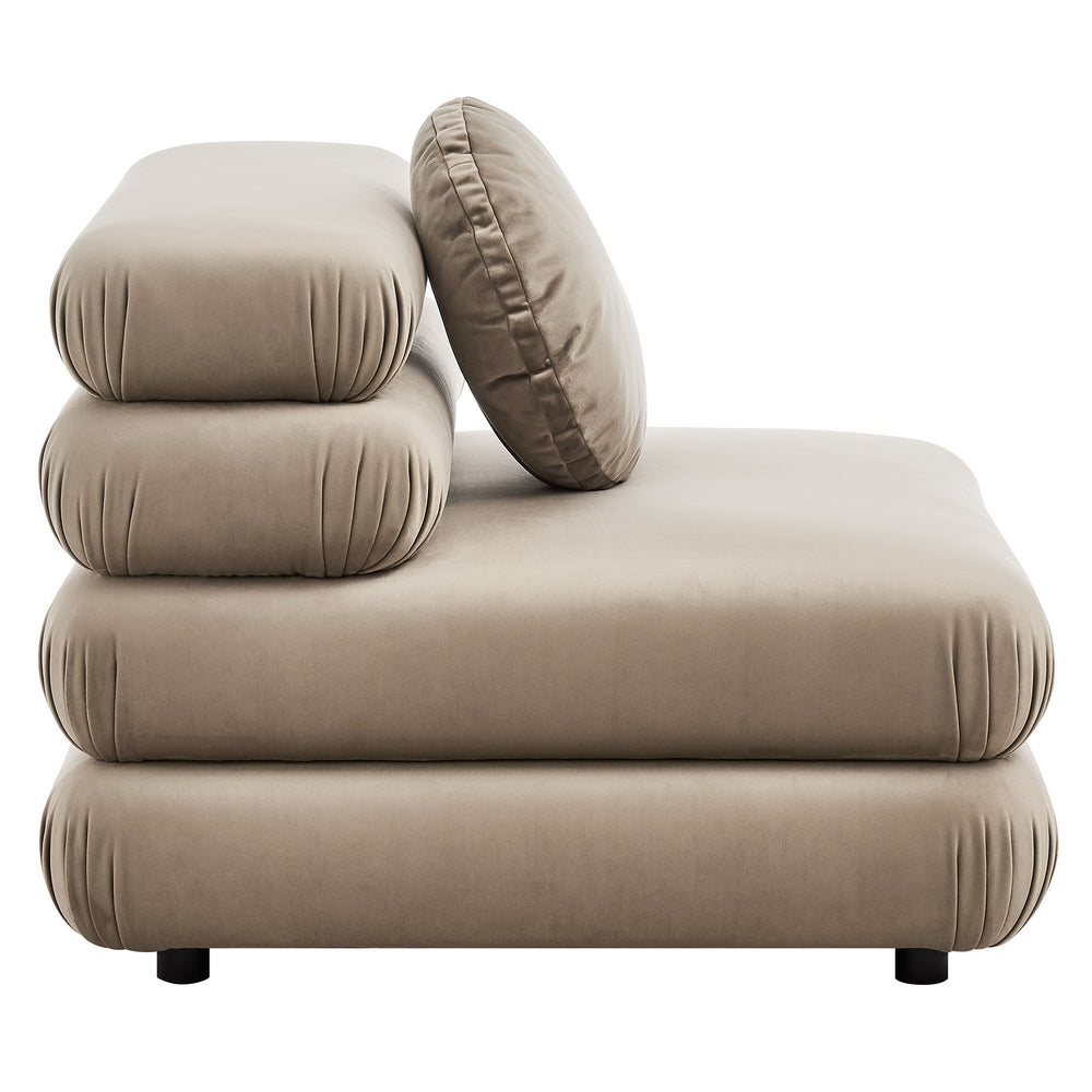 Jubilee Modular Performance Velvet Armless Chair in Taupe