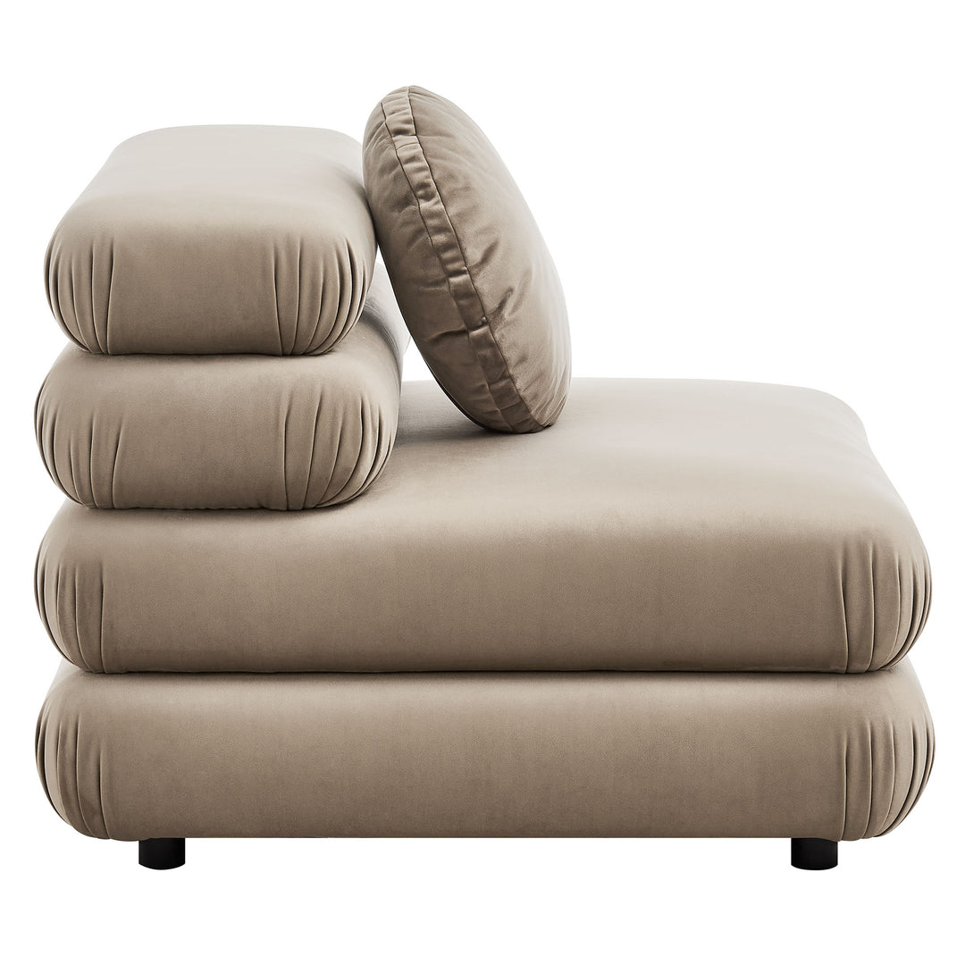 Jubilee Modular Performance Velvet Armless Chair in Taupe