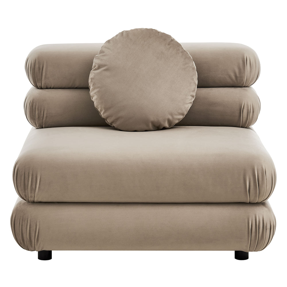 Jubilee Modular Performance Velvet Armless Chair in Taupe