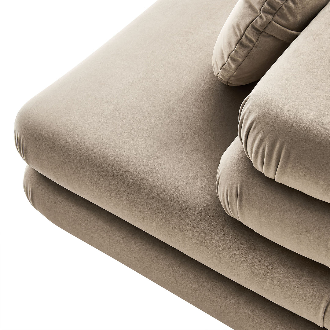 Jubilee Modular Performance Velvet Armless Chair in Taupe