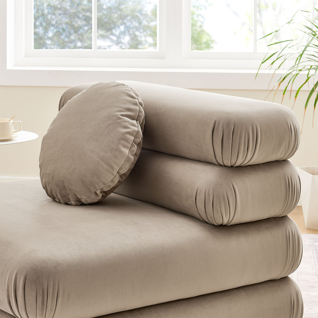 Jubilee Modular Performance Velvet Armless Chair in Taupe