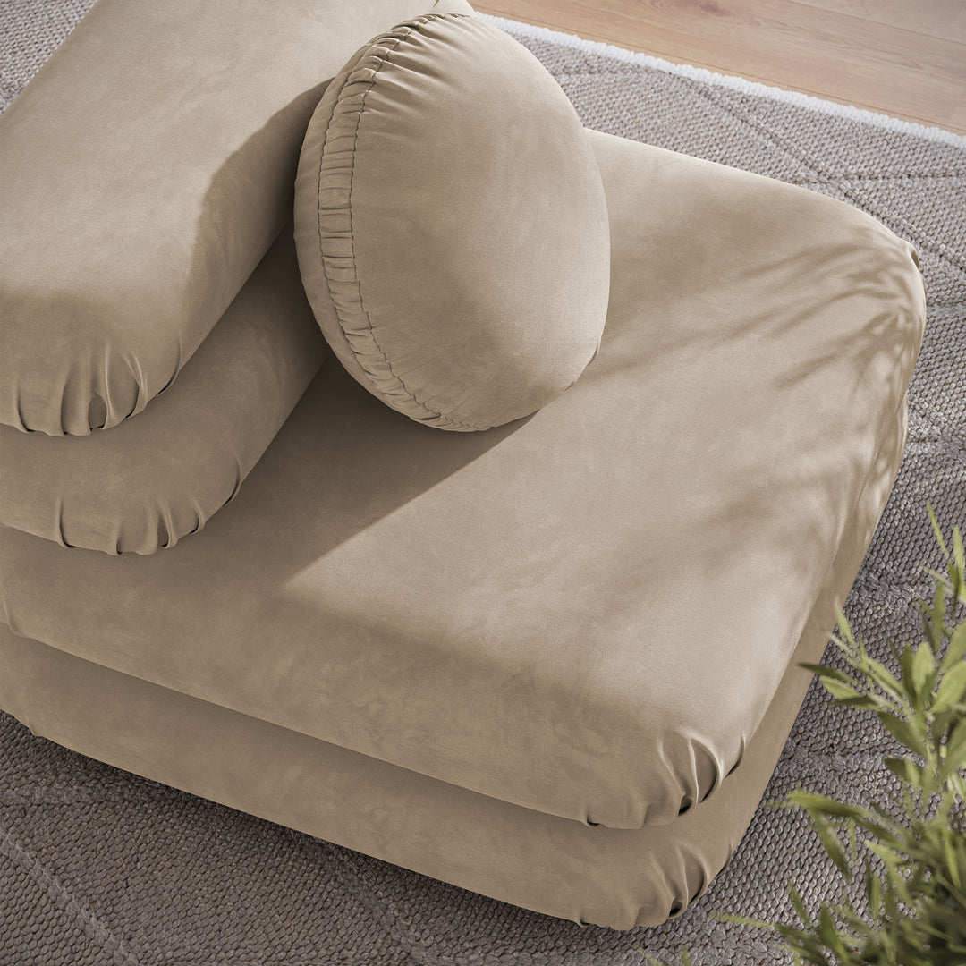 Jubilee Modular Performance Velvet Armless Chair in Taupe