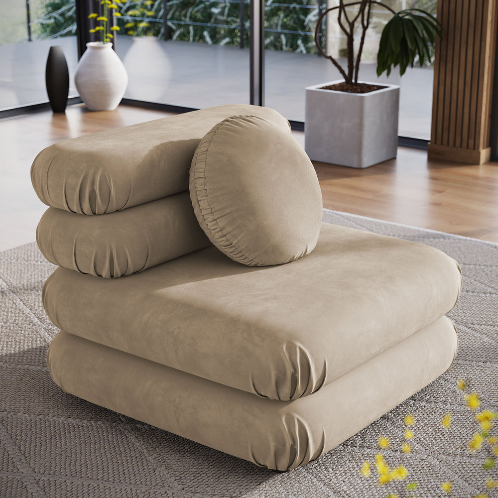 Jubilee Modular Performance Velvet Armless Chair in Taupe