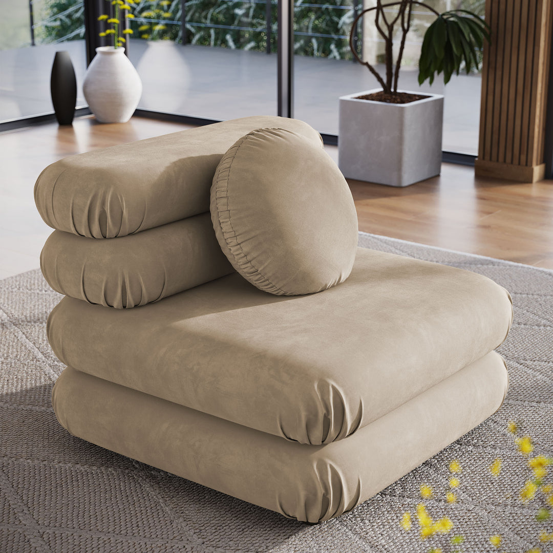 Jubilee Modular Performance Velvet Armless Chair in Taupe