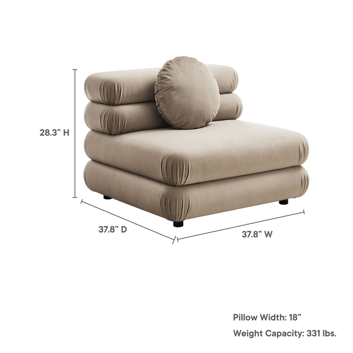 Jubilee Modular Performance Velvet Armless Chair in Taupe