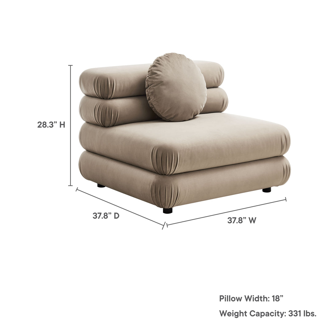Jubilee Modular Performance Velvet Armless Chair in Taupe