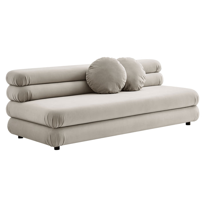 Jubilee Modular Performance Velvet Armless Loveseat in Almond