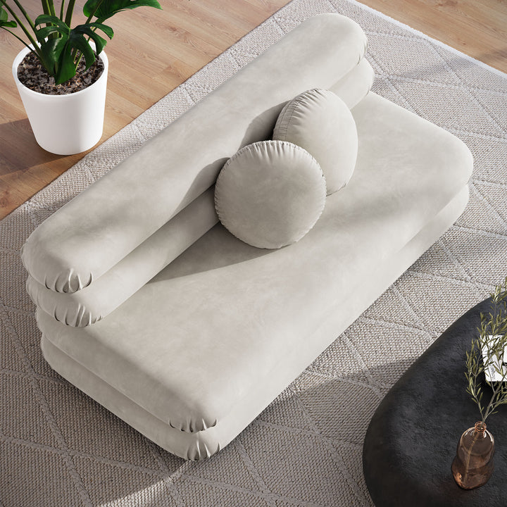Jubilee Modular Performance Velvet Armless Loveseat in Almond