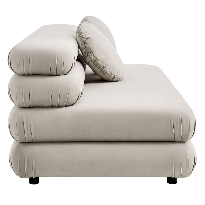 Jubilee Modular Performance Velvet Armless Loveseat in Almond