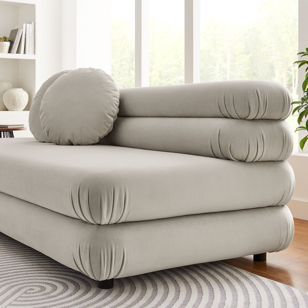 Jubilee Modular Performance Velvet Armless Loveseat in Almond