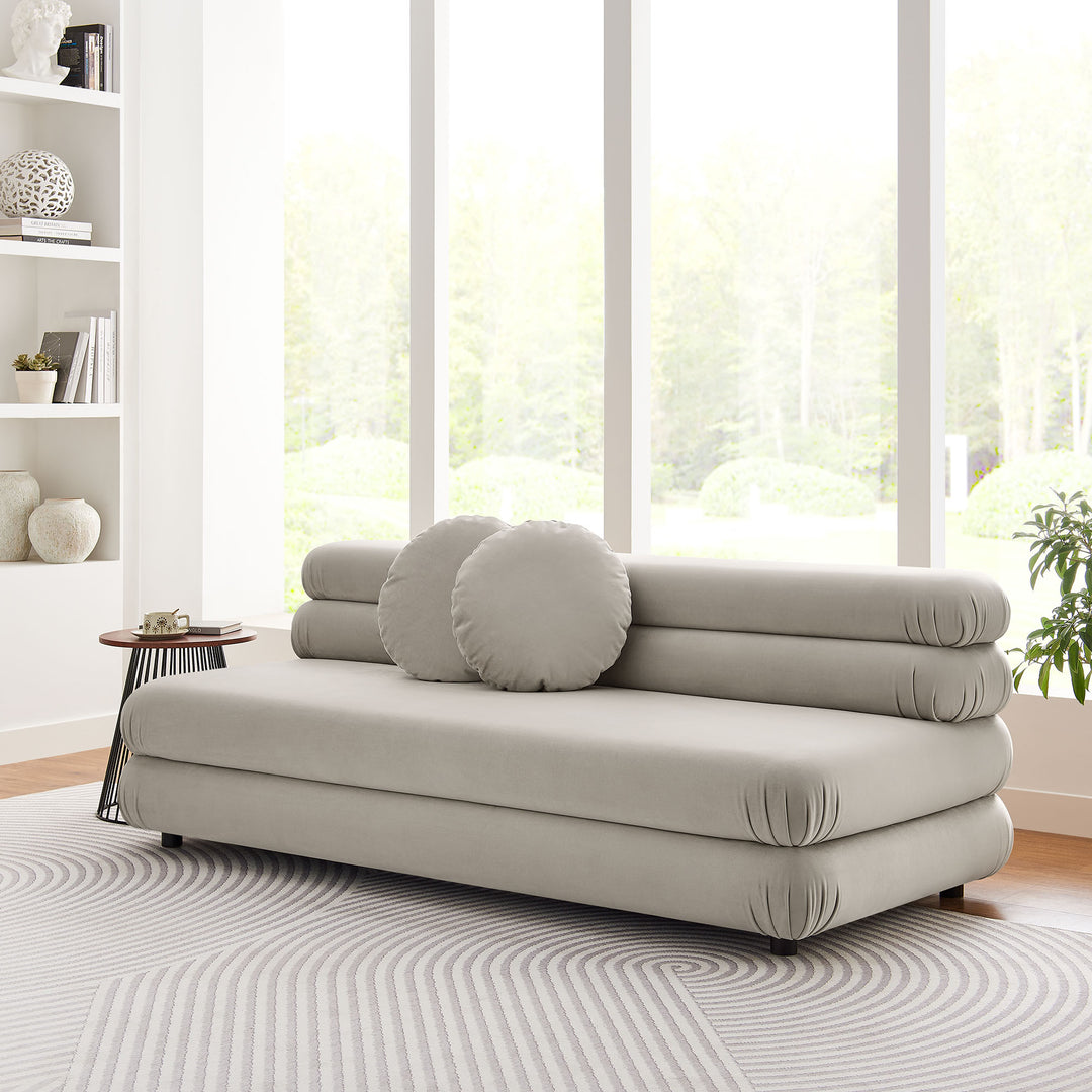 Jubilee Modular Performance Velvet Armless Loveseat in Almond