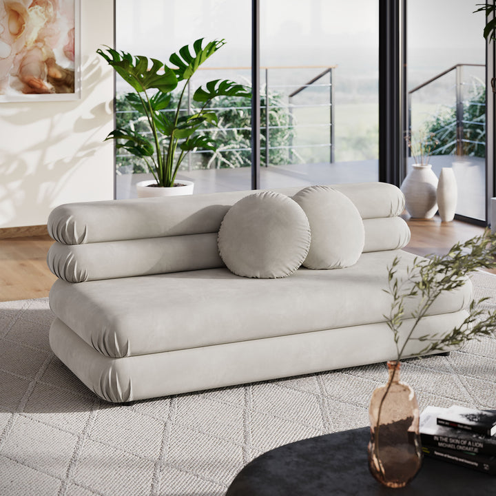 Jubilee Modular Performance Velvet Armless Loveseat in Almond