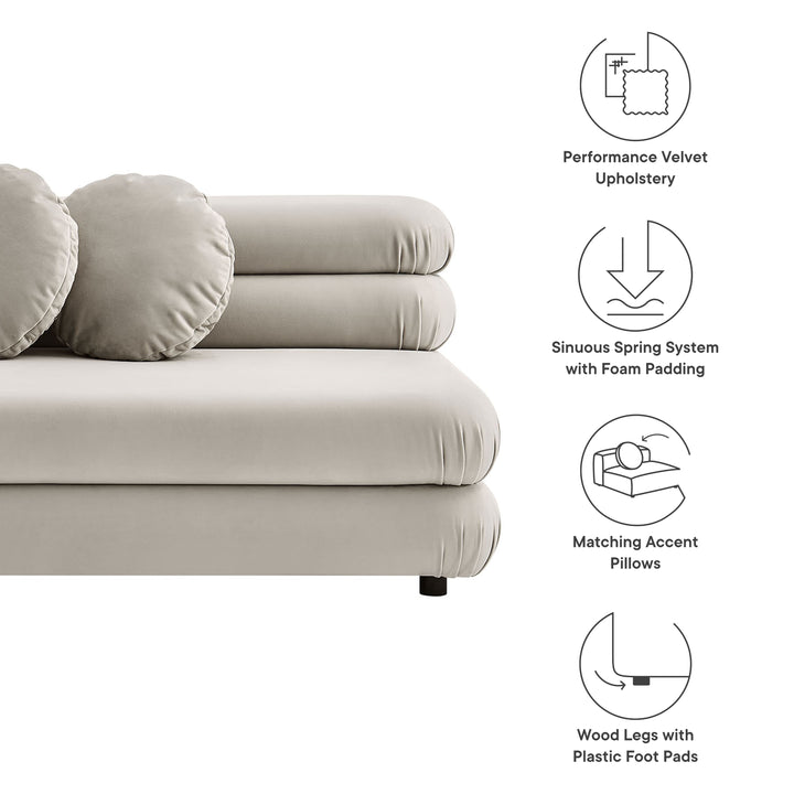 Jubilee Modular Performance Velvet Armless Loveseat in Almond