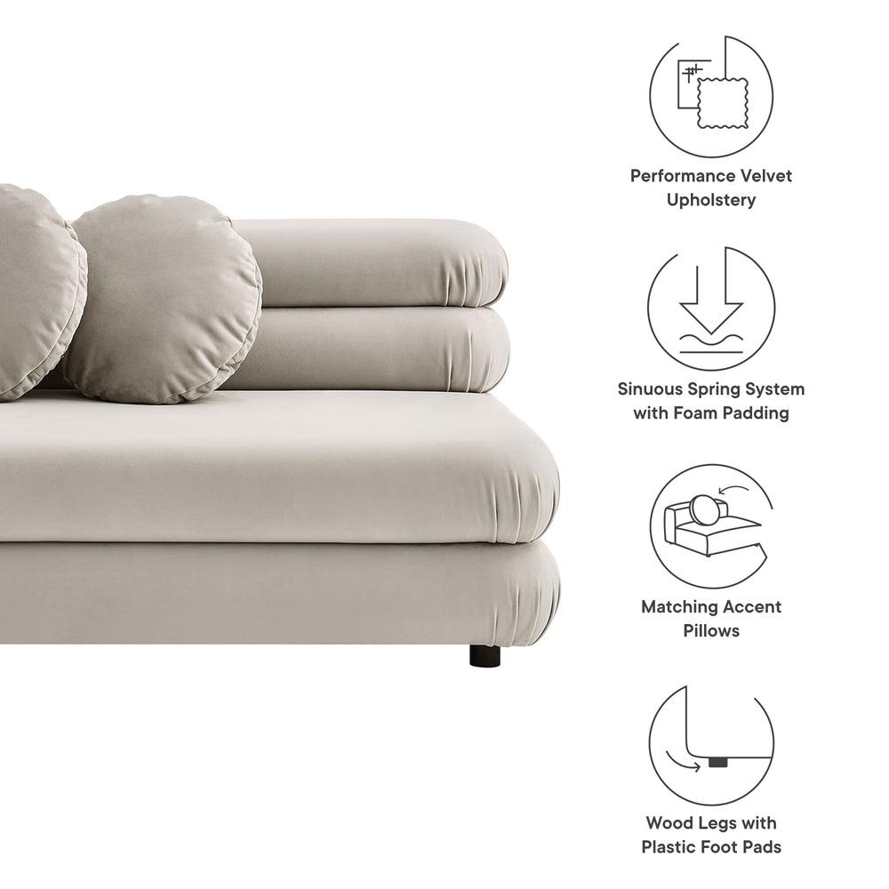Jubilee Modular Performance Velvet Armless Loveseat in Almond