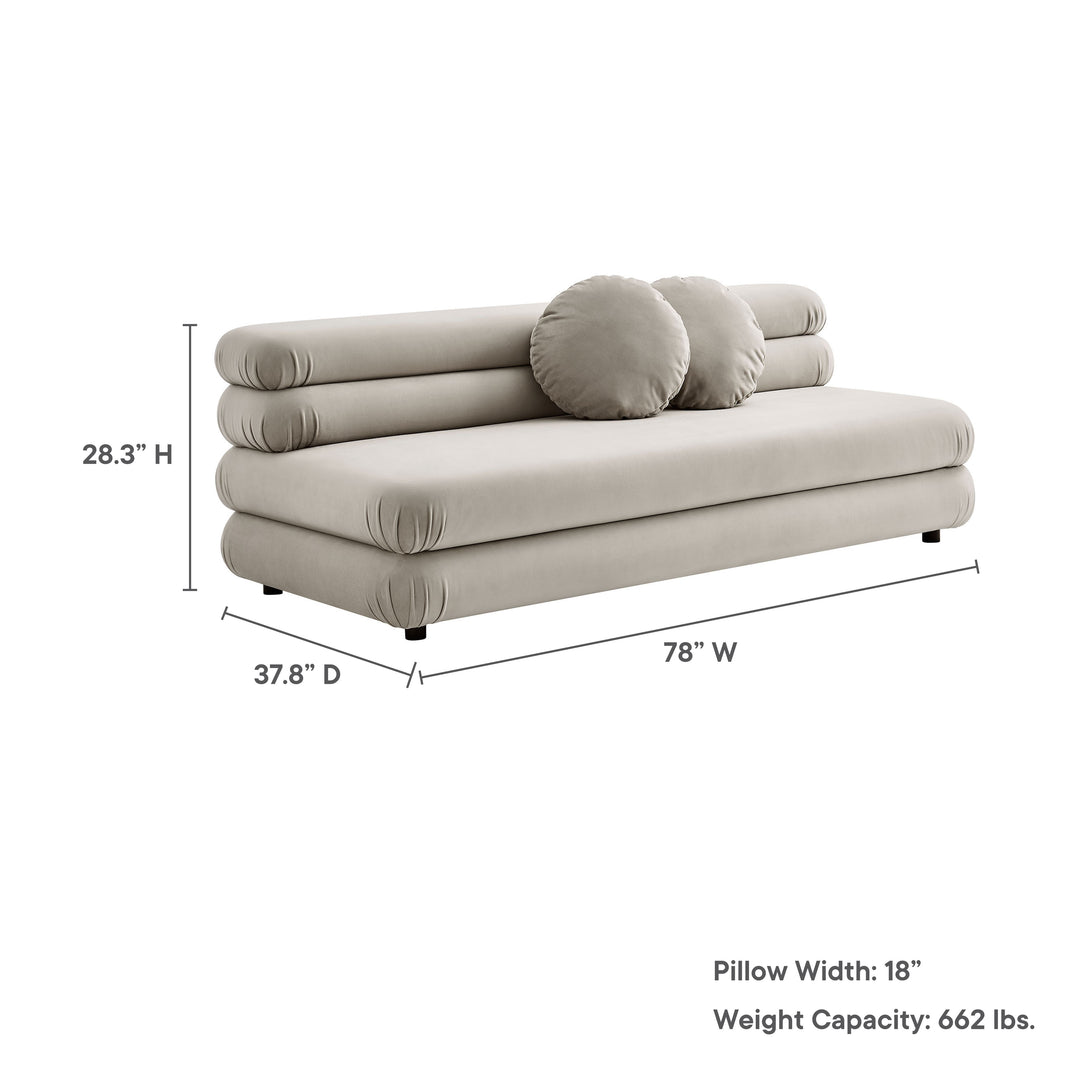 Jubilee Modular Performance Velvet Armless Loveseat in Almond