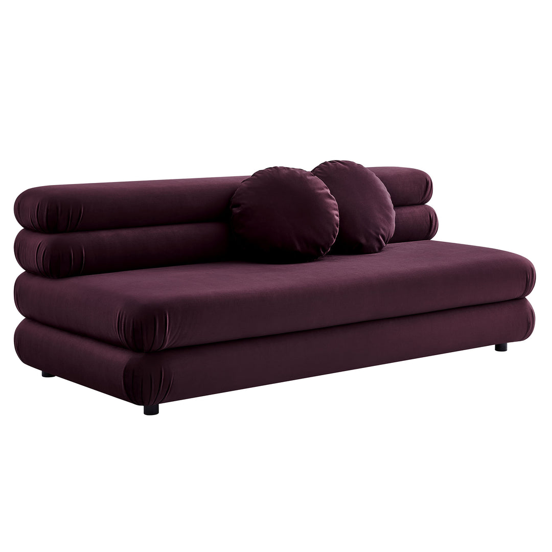 Jubilee Modular Performance Velvet Armless Loveseat in Mulberry