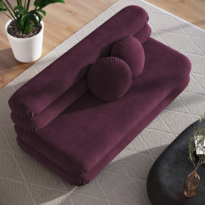 Jubilee Modular Performance Velvet Armless Loveseat in Mulberry