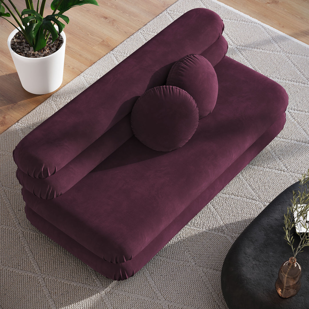 Jubilee Modular Performance Velvet Armless Loveseat in Mulberry