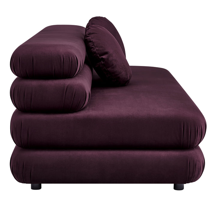 Jubilee Modular Performance Velvet Armless Loveseat in Mulberry