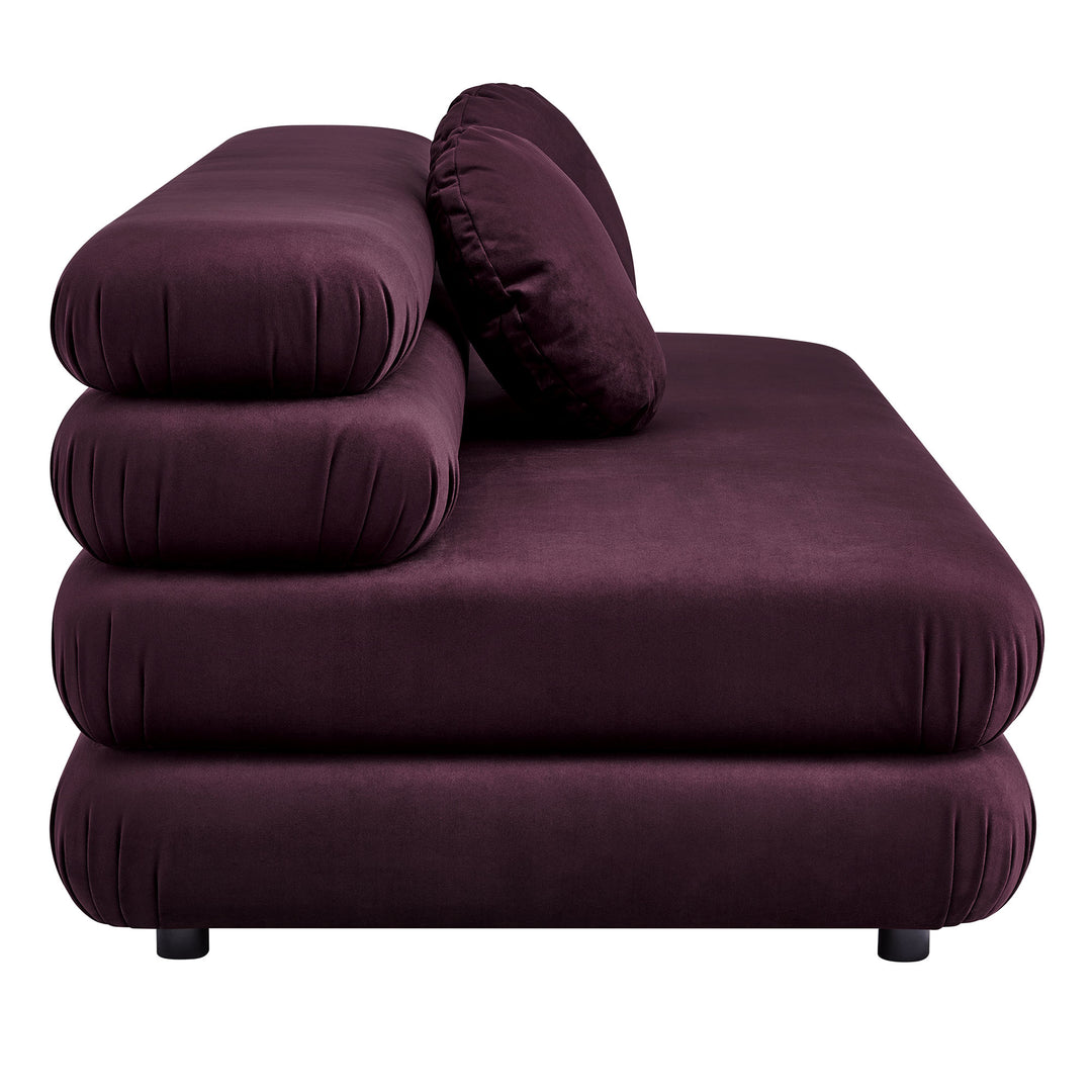 Jubilee Modular Performance Velvet Armless Loveseat in Mulberry