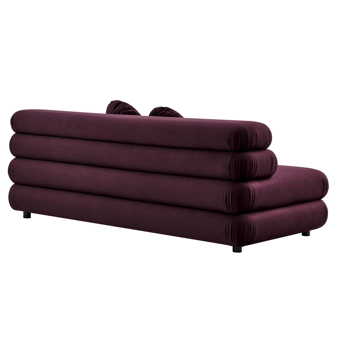 Jubilee Modular Performance Velvet Armless Loveseat in Mulberry