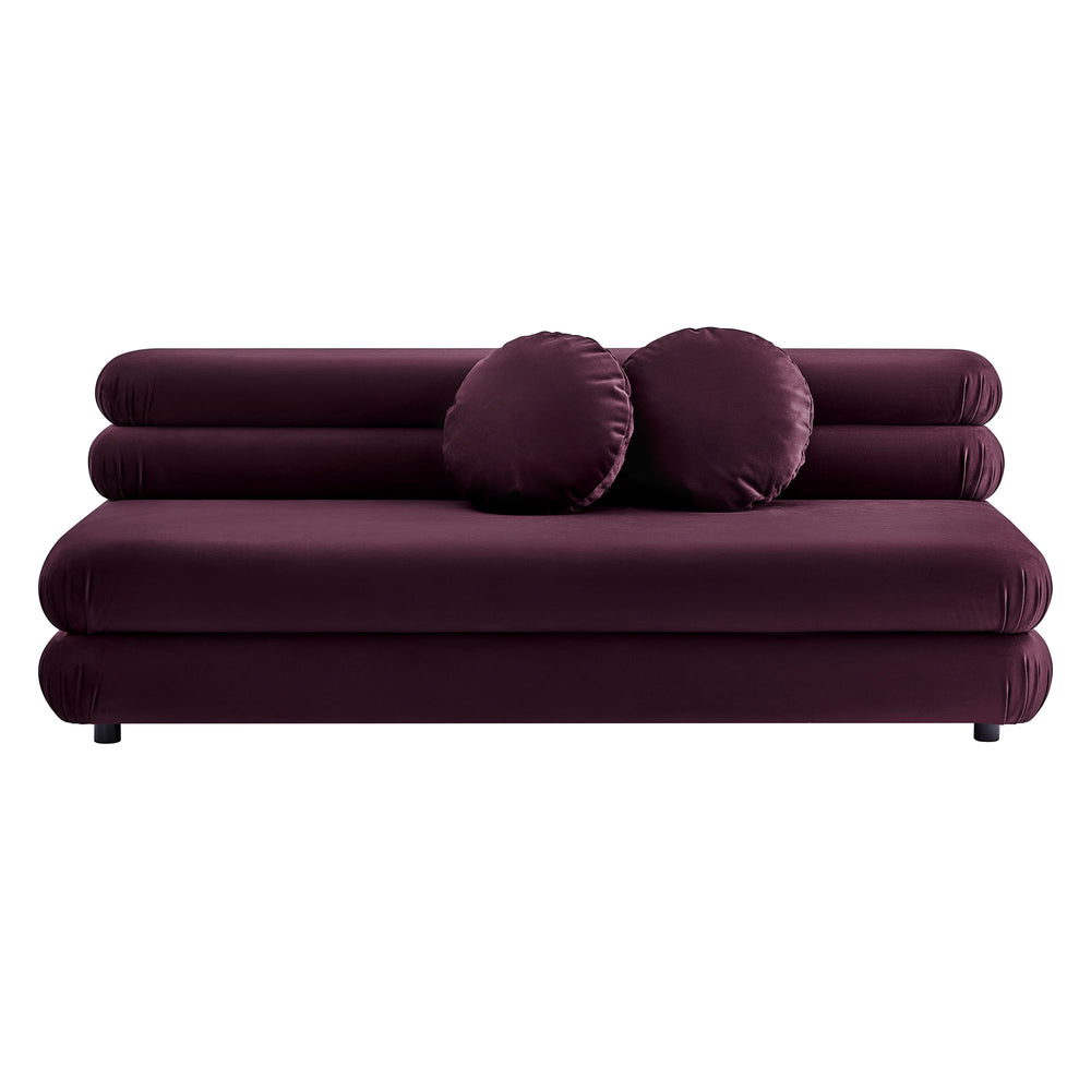 Jubilee Modular Performance Velvet Armless Loveseat in Mulberry