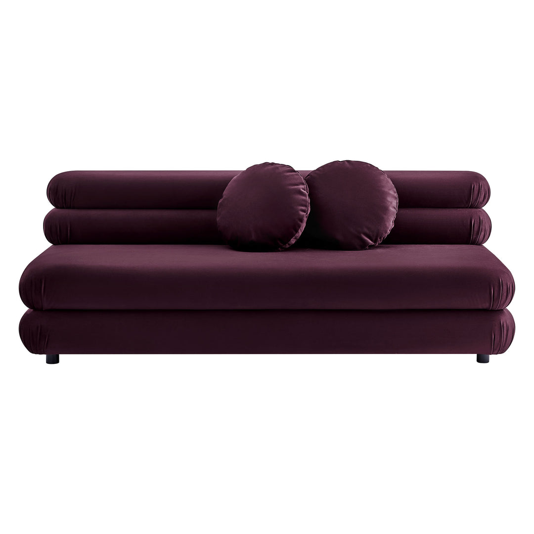 Jubilee Modular Performance Velvet Armless Loveseat in Mulberry