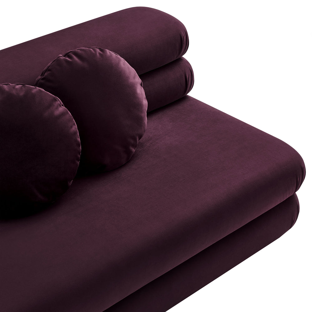 Jubilee Modular Performance Velvet Armless Loveseat in Mulberry
