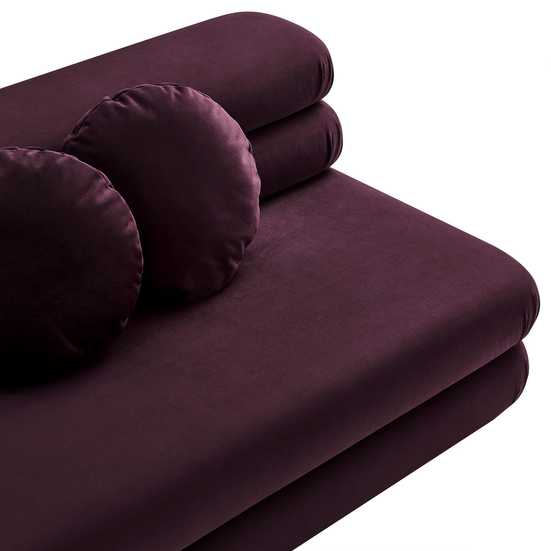 Jubilee Modular Performance Velvet Armless Loveseat in Mulberry