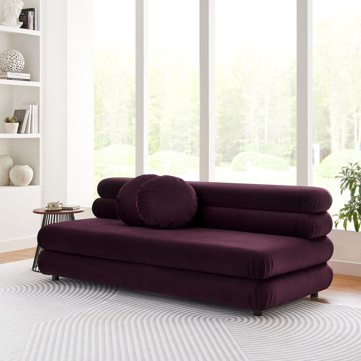 Jubilee Modular Performance Velvet Armless Loveseat in Mulberry