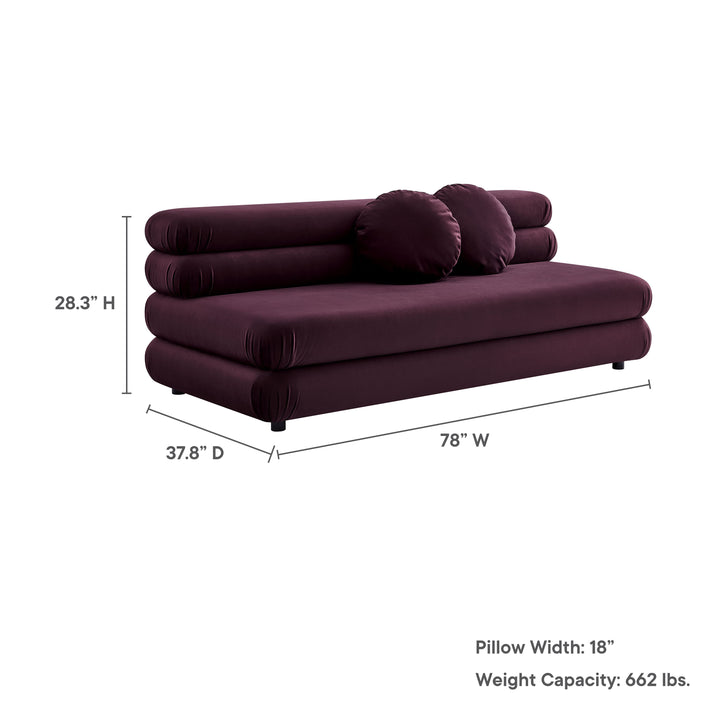 Jubilee Modular Performance Velvet Armless Loveseat in Mulberry