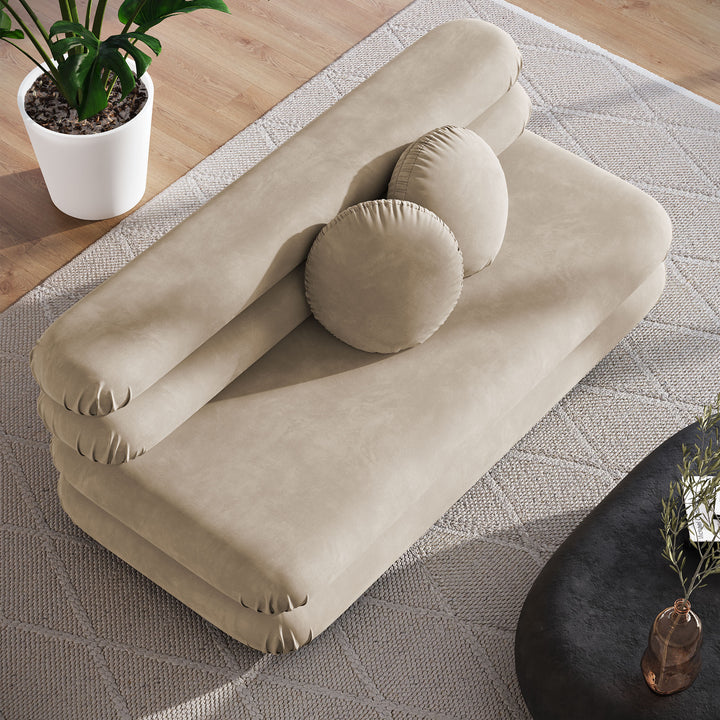 Jubilee Modular Performance Velvet Armless Loveseat in Taupe