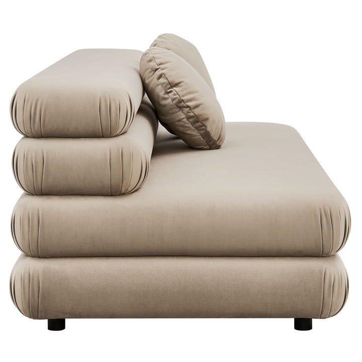 Jubilee Modular Performance Velvet Armless Loveseat in Taupe