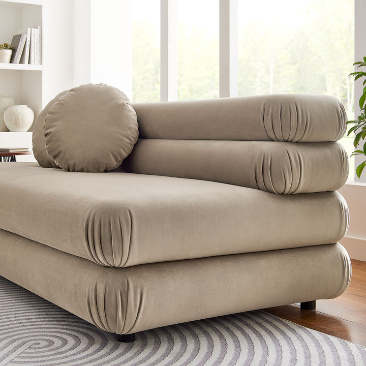 Jubilee Modular Performance Velvet Armless Loveseat in Taupe