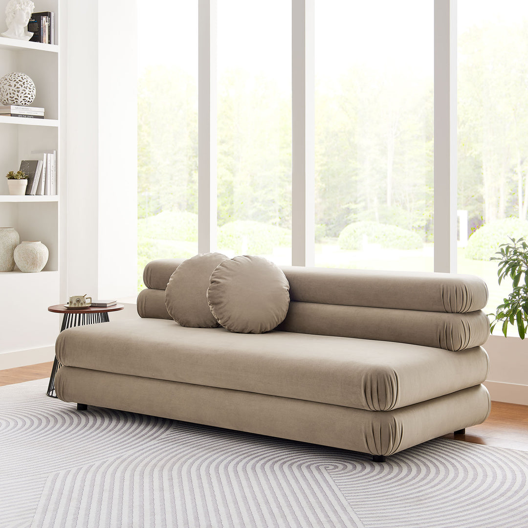 Jubilee Modular Performance Velvet Armless Loveseat in Taupe