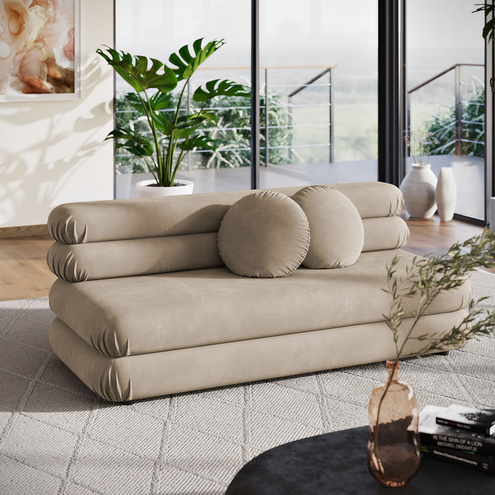 Jubilee Modular Performance Velvet Armless Loveseat in Taupe