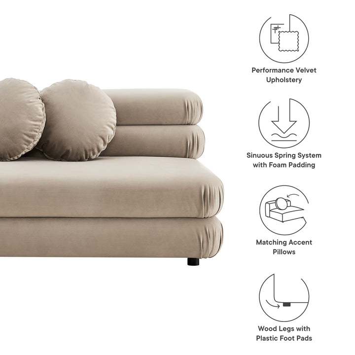 Jubilee Modular Performance Velvet Armless Loveseat in Taupe