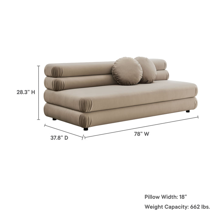 Jubilee Modular Performance Velvet Armless Loveseat in Taupe