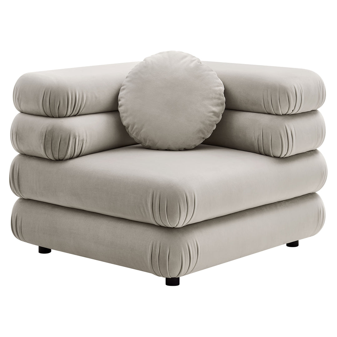 Jubilee Modular Performance Velvet Corner Chair in Almond