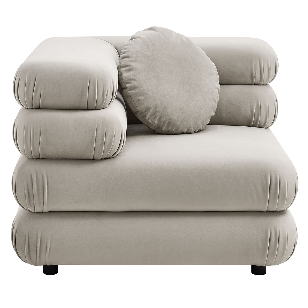 Jubilee Modular Performance Velvet Corner Chair in Almond