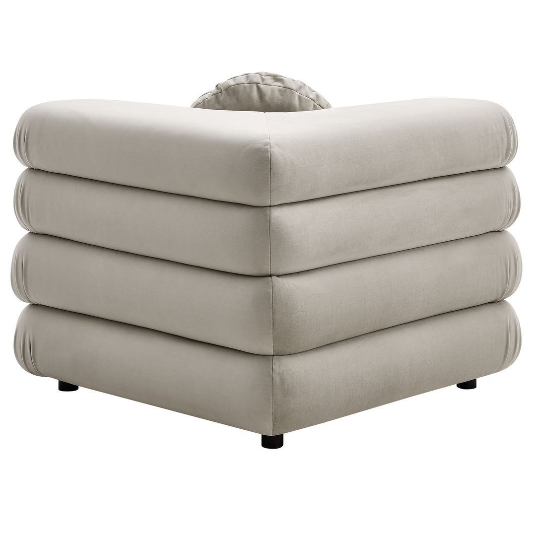 Jubilee Modular Performance Velvet Corner Chair in Almond