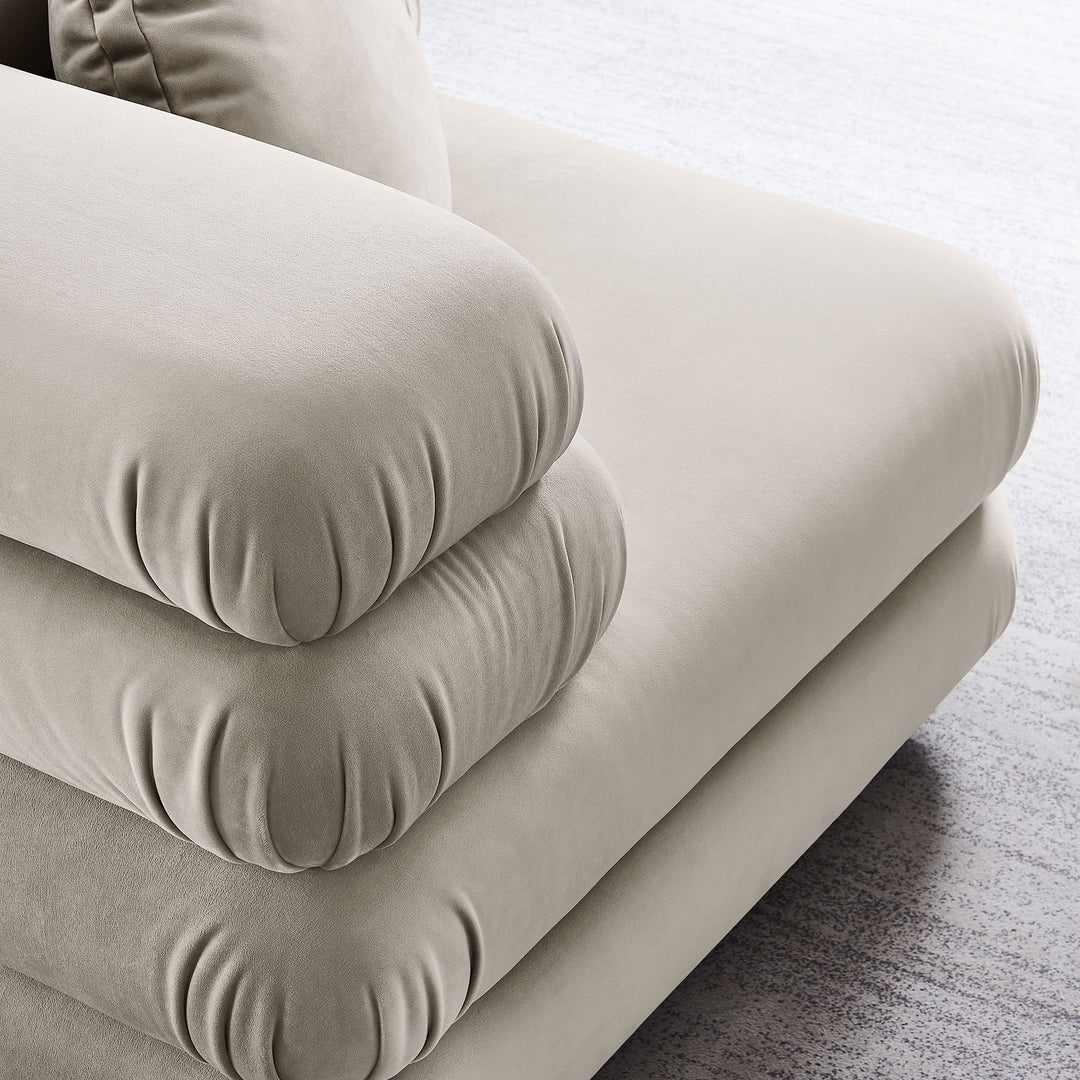 Jubilee Modular Performance Velvet Corner Chair in Almond