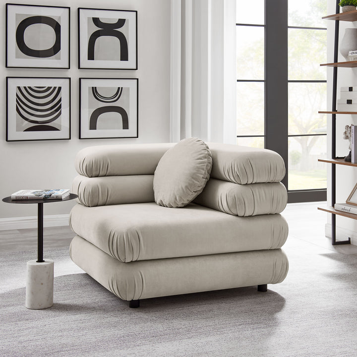 Jubilee Modular Performance Velvet Corner Chair in Almond